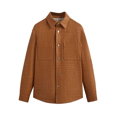 Pre-owned Kith & Kin Woven Leather Apollo Ii Shirt 'tool' | Tan | Men's Size S In Brown
