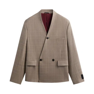 Pre-owned Kith &kin X Giorgio Armani Single Breasted Collarless Jacket 'dark Ash' | Tan | Men's Size L In Brown