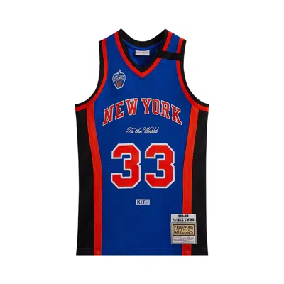 Pre-owned Kith And Mitchell & Ness For The New York Knicks Patrick Ewing Jersey 'knicks Blue/knicks Orange' |