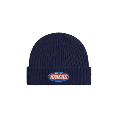 Pre-owned Kith & New Era For The New York Knicks Logo Beanie 'nocturnal' | Blue | Men's Size Onesize