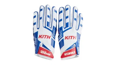 Pre-owned Kith & Wilson For The X Nfl Receiver Gloves In Blue/white In Multi