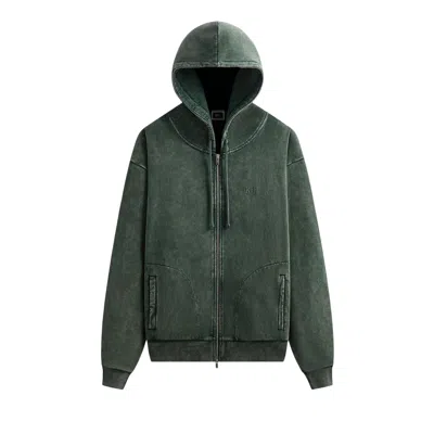 Pre-owned Kith Antique Wash Full Zip Nelson Hoodie 'stadium' | Green | Men's Size S