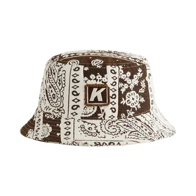 Pre-owned Kith Bandana Jacquard Dawson Bucket Hat 'coffee' | Brown | Men's Size Onesize