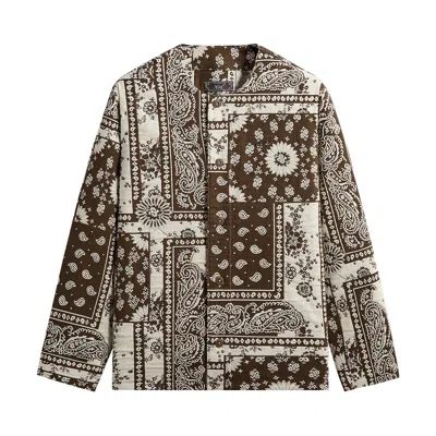 Pre-owned Kith Bandana Jacquard Long Sleeve Willis Shirt 'coffee' | Brown | Men's Size S