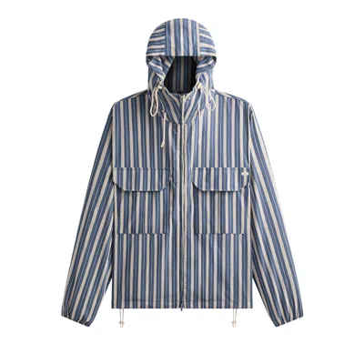 Pre-owned Kith Barre Stripe Full Zip Raj Jacket 'breeze' | Blue | Men's Size Xxl
