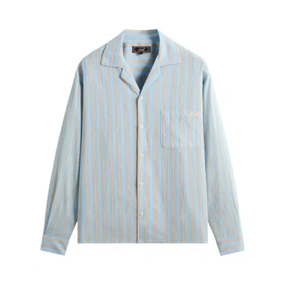 Pre-owned Kith Barre Stripe Long Sleeve Gianni Shirt 'serene' | Blue | Men's Size M