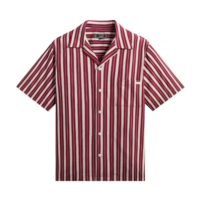 Pre-owned Kith Barre Stripe Thompson Camp Collar Shirt 'plum' | Red | Men's Size Xl