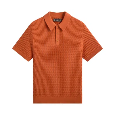 Pre-owned Kith Basket Weave Tilden Polo 'clementine' | Orange | Men's Size S