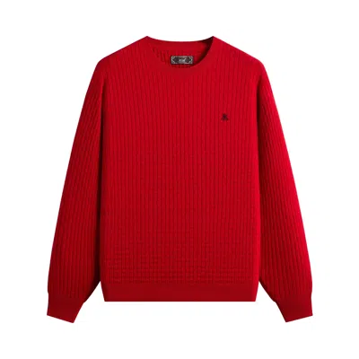 Pre-owned Kith Basketweave Tilden Crewneck Sweater 'fame' | Red | Men's Size S