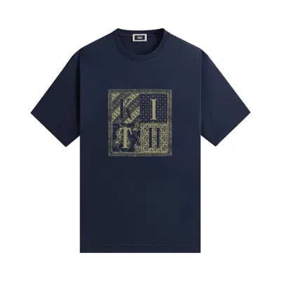 Pre-owned Kith Batik Block Print Vintage Tee 'vista' In Blue