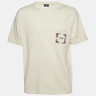 Kith Beige Floral Logo Embroidered Jersey Pocket T-shirt In Neutral