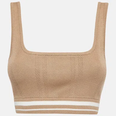 Pre-owned Kith Beige Patterned Rib Knit Crop Top S