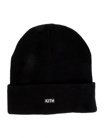Pre-owned Kith Black Acrylic  Knit Beanie With Logo At Front