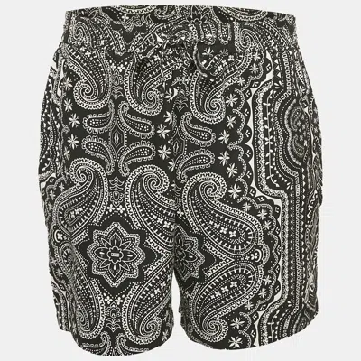 Pre-owned Kith Black Paisley Print Silk Jersey Shorts L