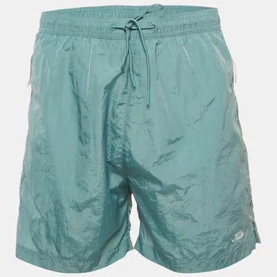 Kith Blue Logo Embroidery Nylon Shorts In Green