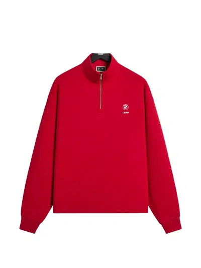 Kith Bmw Nelson Quarter-zip Sweater In Red