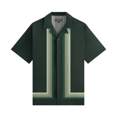 Pre-owned Kith Border Stripe Thompson Camp Collar Shirt 'stadium' | Green | Men's Size M