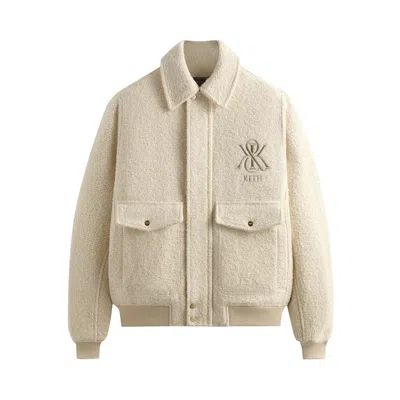 Pre-owned Kith Boucle Hawthorne Flight Jacket 'sandrift' | Cream | Men's Size M In White