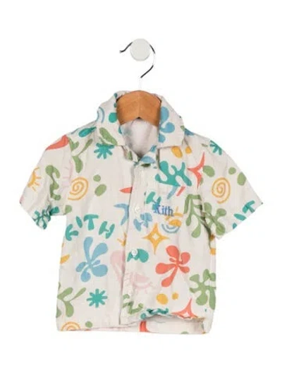 Pre-owned Kith Babies' Boys Pattern Printed Button Up In Neutrals