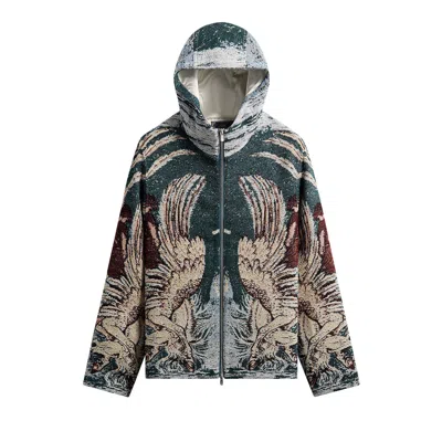 Pre-owned Kith Braden Tapestry Full Zip Hoodie 'waffle' | Green | Men's Size Xl