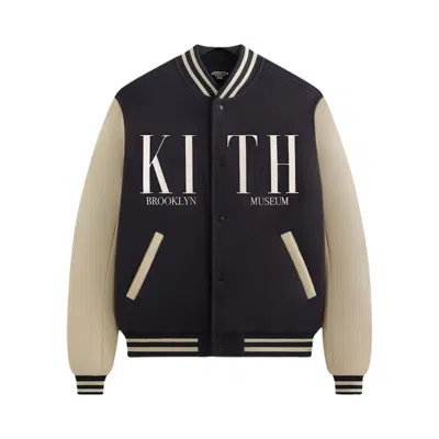 Pre-owned Kith Brooklyn Museum Wool Varsity Jacket 'ink' | Blue | Men's Size L