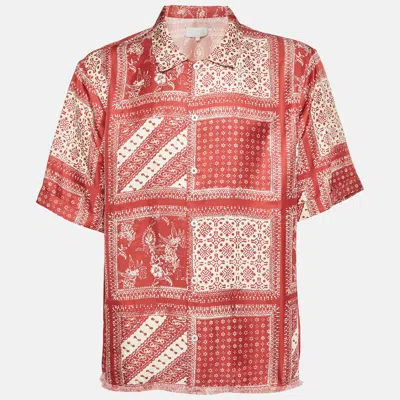 Pre-owned Kith Brown Bandana Print Sateen Reade Shirt Xl