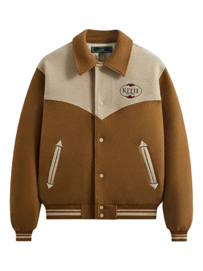 Kith Carlton Wool Varsity Jacket In Brown
