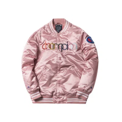 Pre-owned Kith Champion Baseball Jacket In Pink