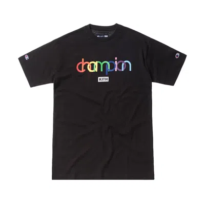 Pre-owned Kith Champion Double Logo Tee Shirt In Black