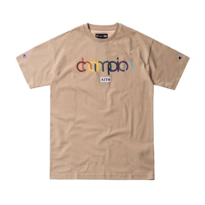 Pre-owned Kith Champion Double Logo Tee Shirt In Sand