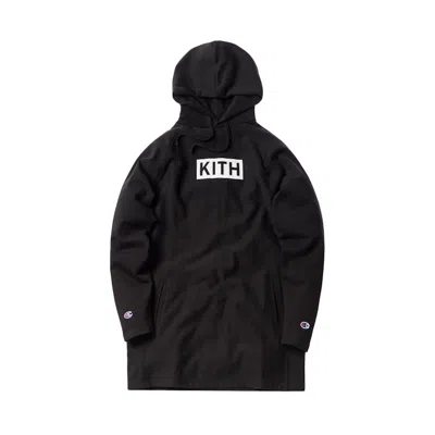 Pre-owned Kith Champion Extended Hoodie In Black