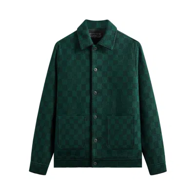 Pre-owned Kith Check Boucle Boxy Collared Overshirt 'ivy Green' | Men's Size L