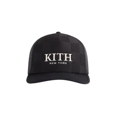 Pre-owned Kith Checkerboard Double Weave Nolan Trucker Hat 'black' | Men's Size Onesize