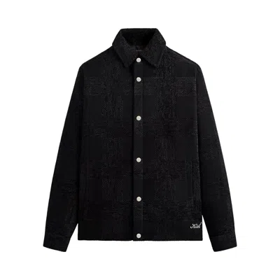 Pre-owned Kith Chenille Plaid Brixton Puffed Shirt Jacket 'black' | Men's Size Xs