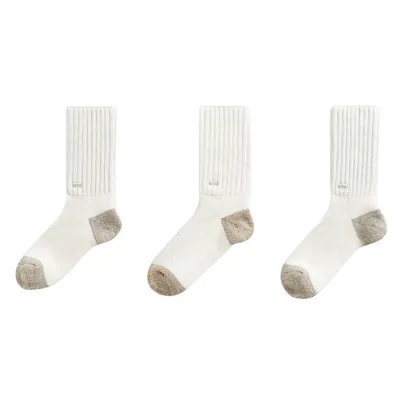 Pre-owned Kith Chunky Cotton 3-pack Crew Socks 'silk' | White | Men's Size Onesize