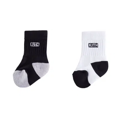 Pre-owned Kith Classic Crew 2-pack Socks 'white / Black' | Kid's Size Onesize