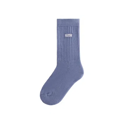 Pre-owned Kith Classic Crew Socks 'elevation' | Blue | Kid's Size S/m