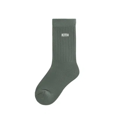 Pre-owned Kith Classic Crew Socks 'laurel' | White | Kid's Size L/xl