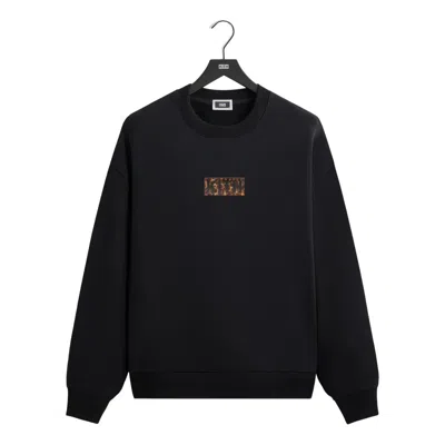 Kith Classic Logo Leopard Applique Nelson Crewneck 'black'