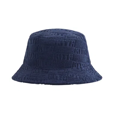 Pre-owned Kith Classic Logo Towel Terry Dawson Bucket Hat 'nocturnal' | Blue | Men's Size Onesize