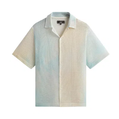 Pre-owned Kith Cloud Dye Cotton Mesh Thompson Camp Collar Shirt 'larimar' | Blue | Men's Size L