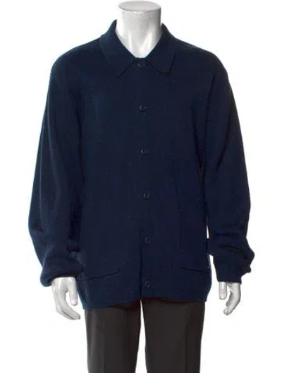 Pre-owned Kith Collar Long Sleeve Cardigan In Blue