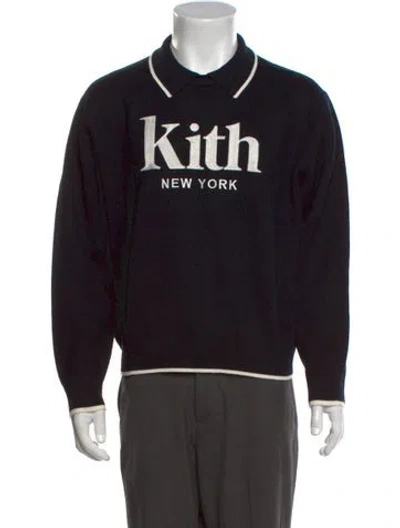 Pre-owned Kith Collar Long Sleeve Polo Sweater W/ Tags In Black