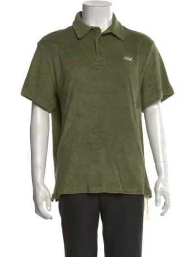 Pre-owned Kith Collar Short Sleeve Polo Shirt In Green