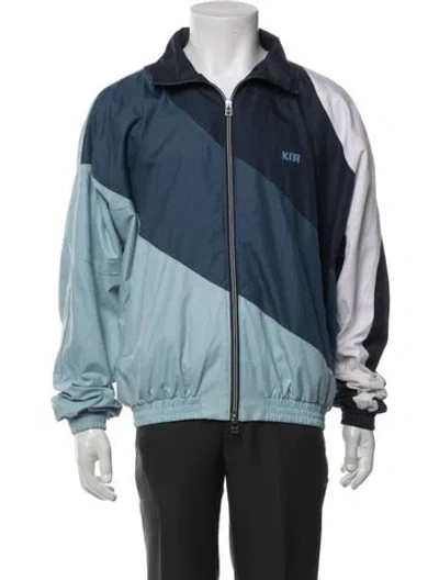 Pre-owned Kith Colorblock Pattern Bomber Jacket In Blue