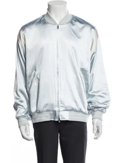 Pre-owned Kith Colorblock Pattern Bomber Jacket In Blue