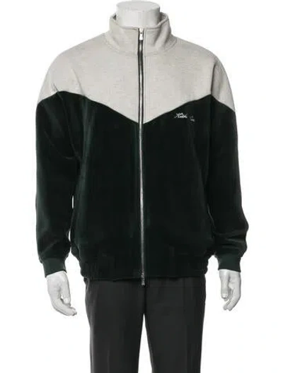 Pre-owned Kith Colorblock Pattern Bomber Jacket In Green