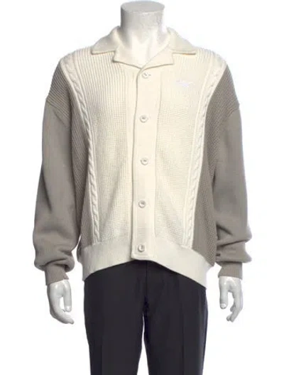 Pre-owned Kith Colorblock Pattern Collar Cardigan In Grey/neutrals