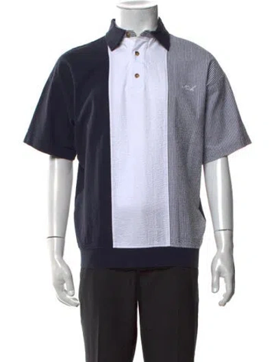 Pre-owned Kith Colorblock Pattern Collar Polo Shirt In Blue