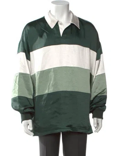 Pre-owned Kith Colorblock Pattern Collar Polo Shirt In Green